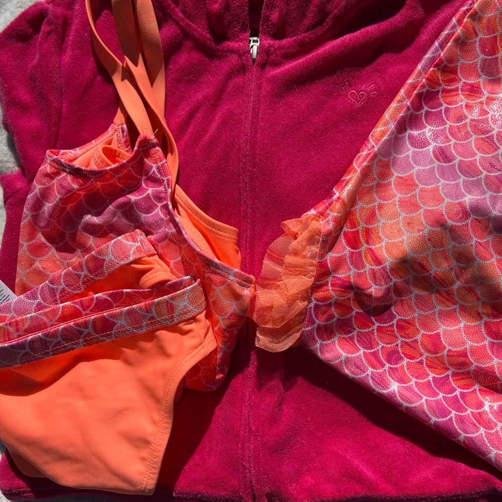 Girls bathing suit and towl set